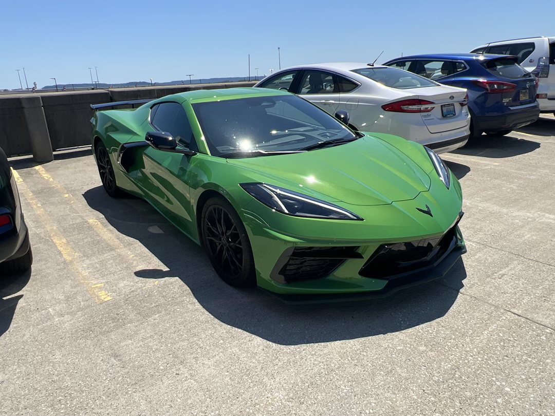 Green Corvette Stingray outdoors in Kentucky