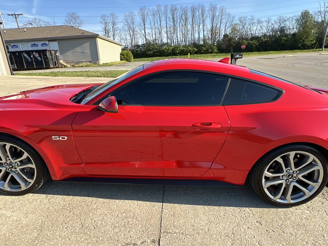 Low front three-quarter view of the Mustang GT