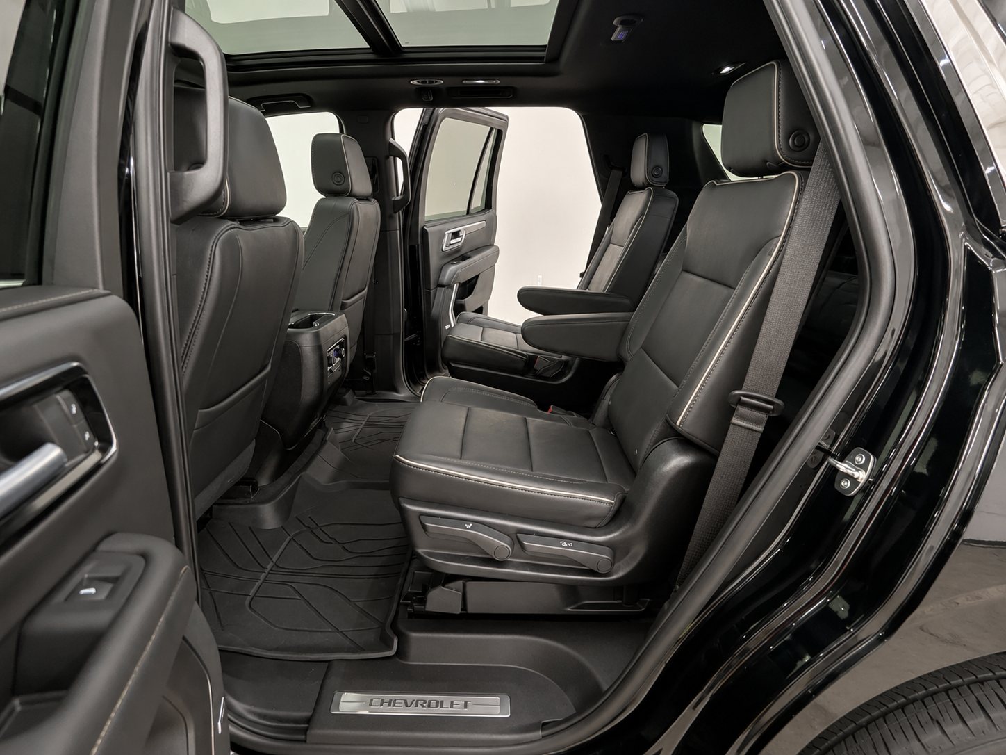 Second row seating inside the 2025 Chevrolet Tahoe